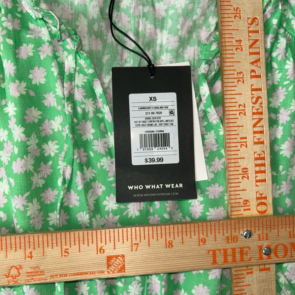 Who What Wear Light Green Floral Midi Dress - Picture 8 of 8